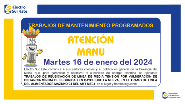 ¡ATENCIÓN MANU! CORTE PROGRAMADO
