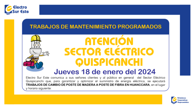 ¡ATENCIÓN SECTOR ELÉCTRICO QUISPICANCHI! CORTE PROGRAMADO
