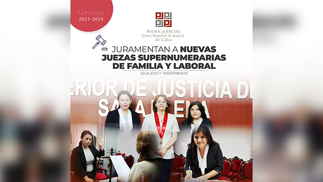 Presidenta de la Corte Superior de Justicia del Callao, Teresa Soto Gordon, tomó juramento a dos servidoras como juezas de Familia y Laboral