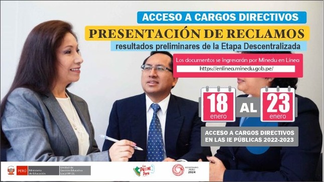 Presentación de reclamos al resultado preliminar del concurso de acceso a cargo directivo de IIEE 2022-2023