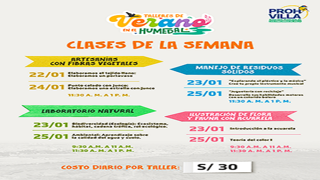 Sumérgete en la naturaleza y vive una experiencia única cada día este verano con nuestros talleres interdiarios llenos de diversión y aprendizaje A SOLO S/30
