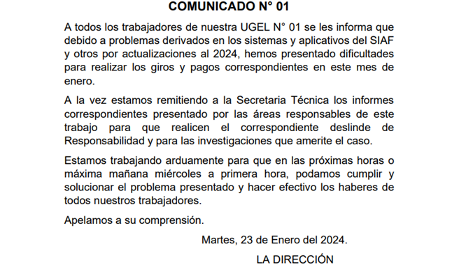 Comunicado 01