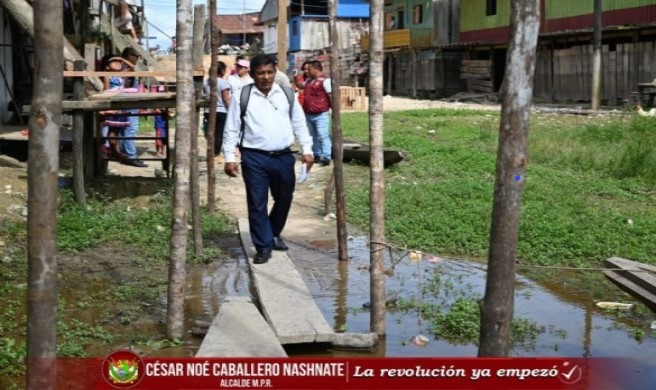 Imágenes de la Inspección de calles que sufren inundación por los Regidores de la Municipalidad Provincial de Requena.