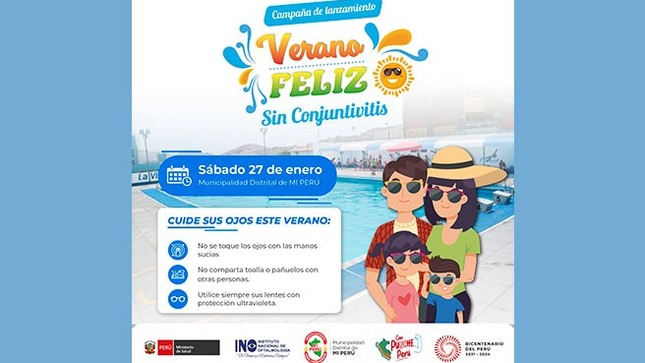 INO lanza campaña de prevención “Verano feliz sin conjuntivitis” en piscina municipal de mi Perú del Callao