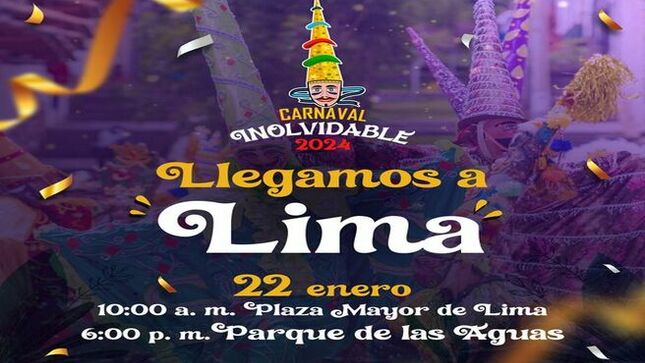 🥳Este 22 y 23 de enero la "Fiesta Más Alegre del Perú" llega a Lima, para vivir una experiencia inolvidable y única. 
¡𝑻𝒆 𝒆𝒔𝒑𝒆𝒓𝒂𝒎𝒐𝒔 𝒅𝒆𝒍 9 𝒂𝒍 14 𝒅𝒆 𝒇𝒆𝒃𝒓𝒆𝒓𝒐 𝒆𝒏 𝒍𝒂 𝑪𝑨𝑷𝑰𝑻𝑨𝑳 𝒅𝒆𝒍 𝒄𝒂𝒓𝒏𝒂𝒗𝒂𝒍 𝒑𝒆𝒓𝒖𝒂𝒏𝒐! 