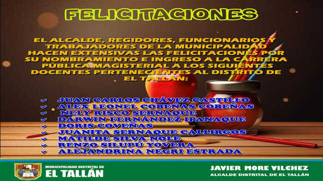 Felicitaciones por nombramiento