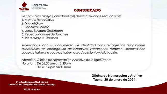 Archivo JPG de comunicado