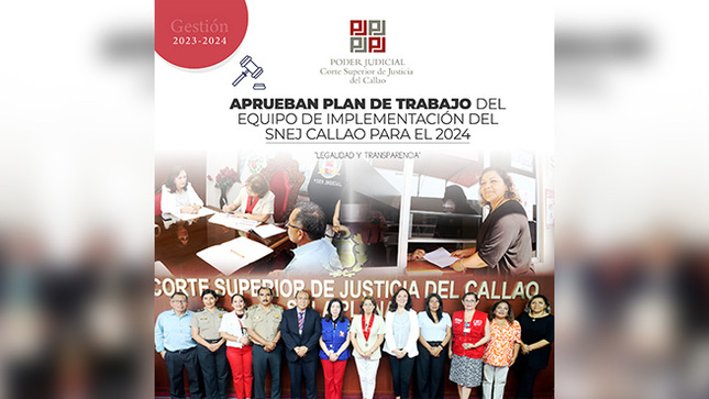 Aprueban Plan de Trabajo del Equipo de Implementación del Sistema Nacional Especializado de Justicia - EI SNEJ Callao para año 2024