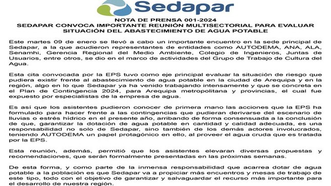 Nota de prensa 001-2024