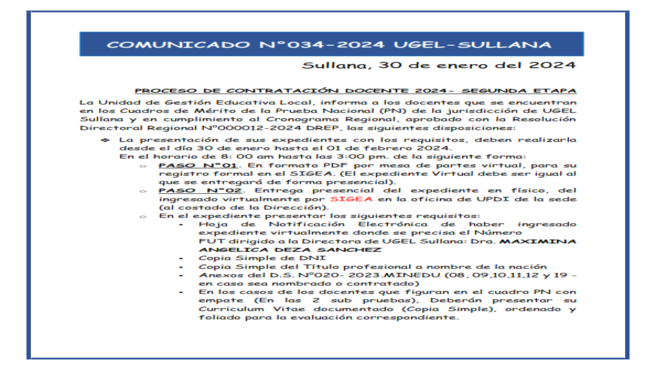 Comunicado N°034-2024
