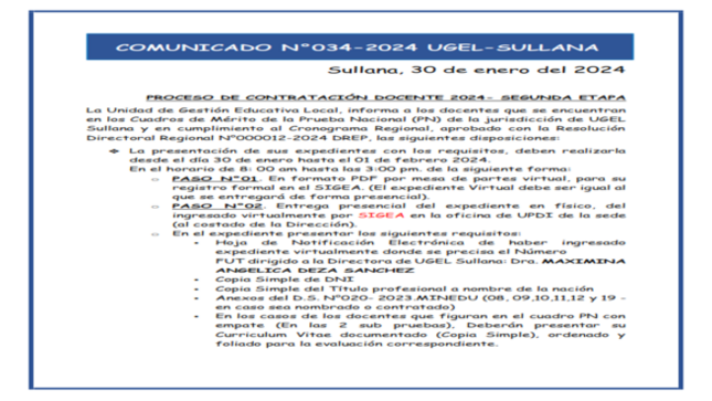 Comunicado N°034-2024