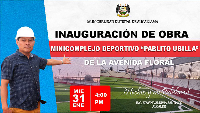 Minicomplejo Deportivo y Recreativo de la conocida zona "Avenida Floral" será inaugurado.