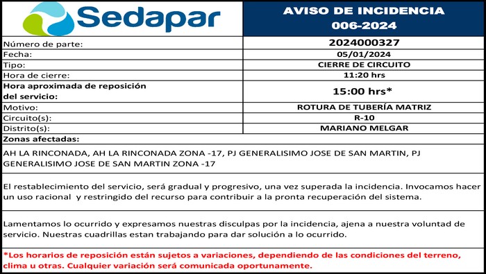 Incidencia 006-2024