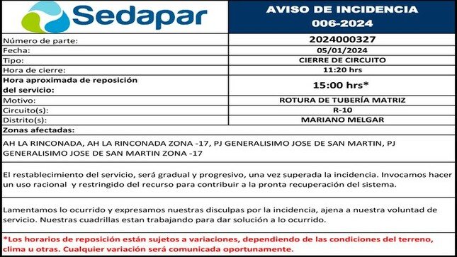 Incidencia 006-2024