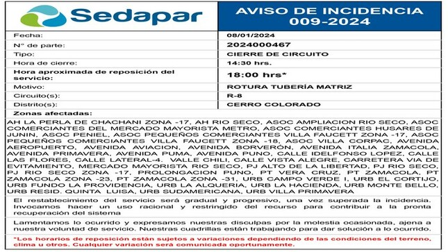Incidencia 009-2024