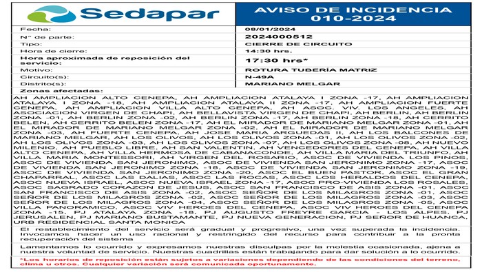 Incidencia 010-2024