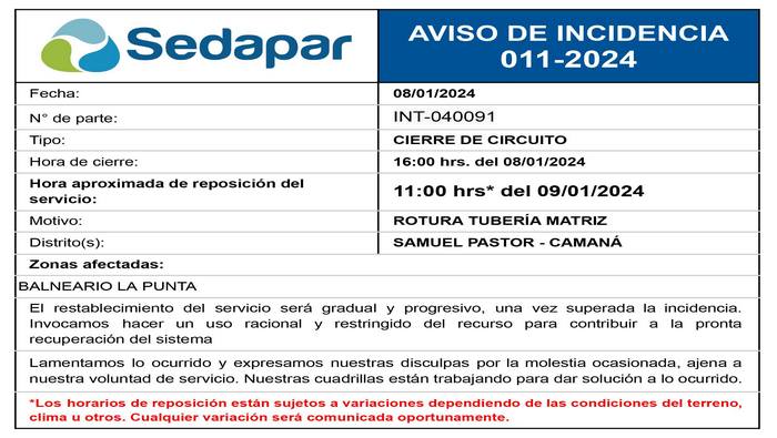 Incidencia 011-2024