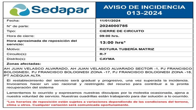 Incidencia 013-2024