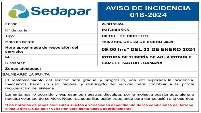 Incidencia 018-2024