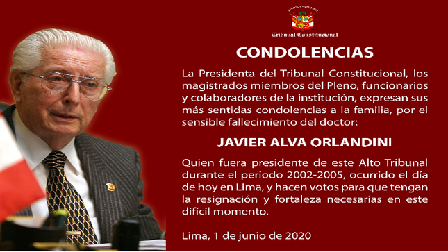 Condolencias por deceso de Javier Alva Orlandini