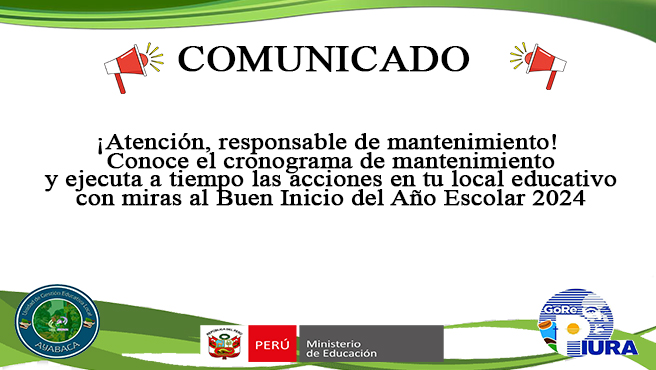 Atención Responsables de Mantenimiento