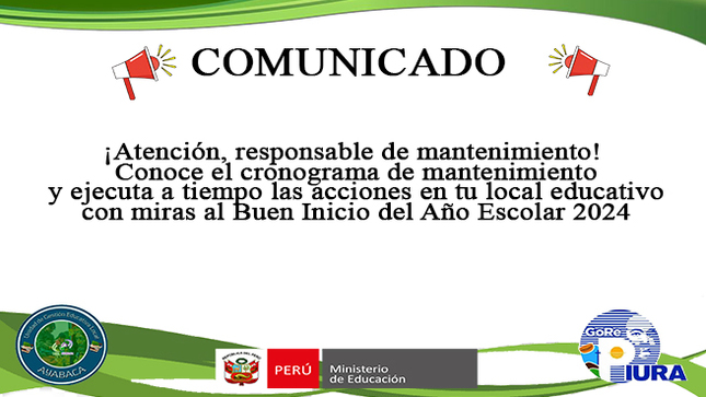Atención Responsables de Mantenimiento