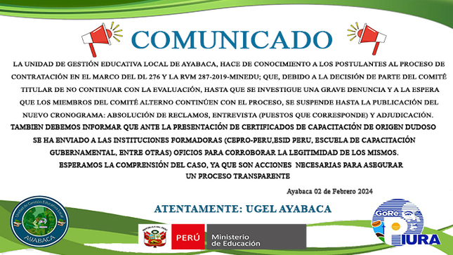 Comunicado de Reprogramación
