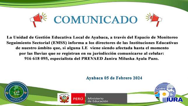 Comunicado ante lluvias 