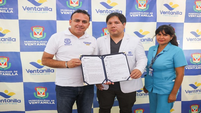"Gracias a la iniciativa de nuestro alcalde Johvinson Vásquez y preocupado por el bienestar de los trabajadores municipales, firmó un acuerdo con representantes de ESSALUD, para que esta institución nacional intervenga a través del programa “Mi Salud - Mi Vida”, con el fin de disminuir los factores de riesgo vascular, mejorar el estilo de vida y brindar educación en salud a los colaboradores municipales. ¡Ventanilla crece con su gente!"