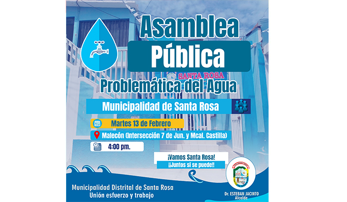 SE CONVOCA A TODA LA POBLACIÓN POR PROBLEMÁTICA DE AGUA POTABLE