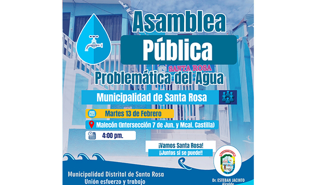 SE CONVOCA A TODA LA POBLACIÓN POR PROBLEMÁTICA DE AGUA POTABLE