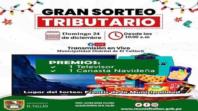 PREMIAMOS AL MEJOR PAGADOR DEL AÑO Participa del Gran Sorteo Tributario, que organiza la MDET
