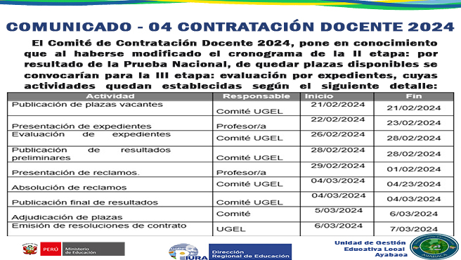 Comunicado Contrato Docente