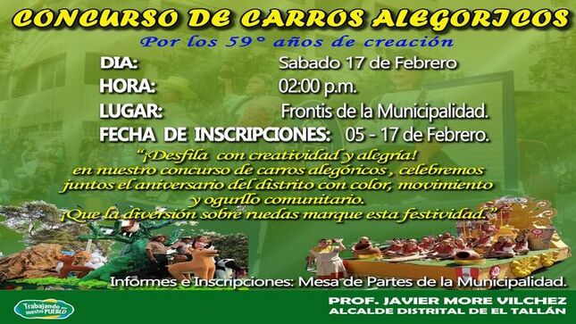 GRAN CONCURSO DE CARROS ALEGÓRICOS POR lOS 59° ANIVERSARIO