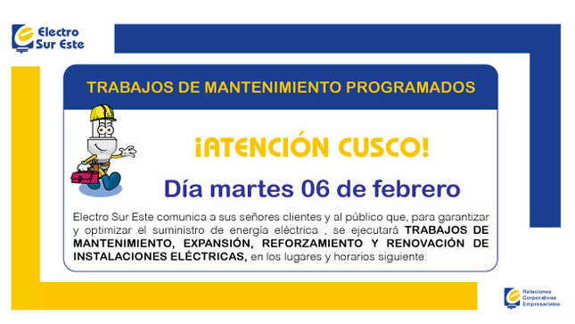 ¡ATENCIÓN CUSCO! CORTE PROGRAMADO
