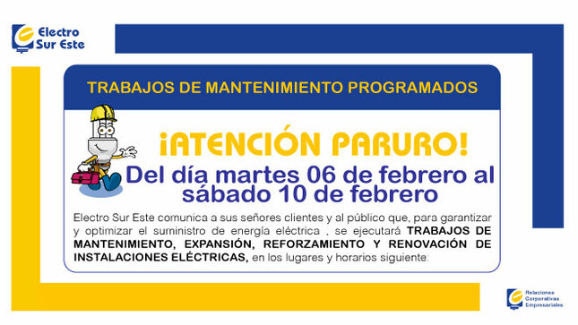 ¡ATENCIÓN PARURO! CORTE PROGRAMADO
