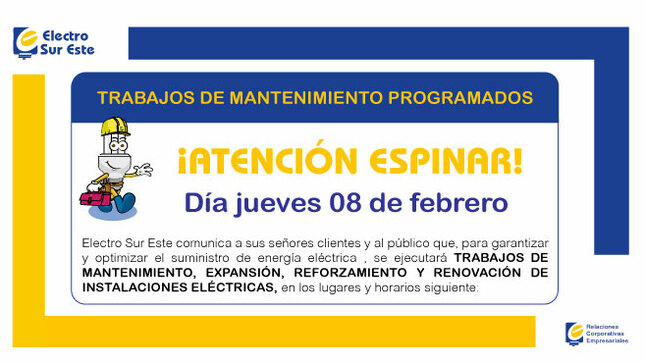 ¡ATENCIÓN ESPINAR! CORTE PROGRAMADO
