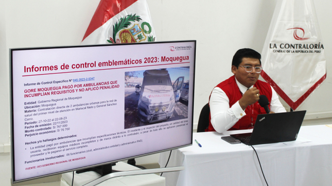 Moquegua.- Durante el año 2023, la Contraloría General llevó a cabo 33 auditorías y servicios de control específicos en 15 entidades públicas de toda la región, supervisando un total de 96 millones 628 mil 466 soles. Lamentablemente, se identificó la inconducta funcional de 132 funcionarios públicos y se evidenció un perjuicio económico para el Estado de S/ 16 millones 229 mil.