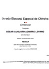 Vista preliminar de documento Credencial Del Regidor Aguirre Levano Cesar Augusto 21813531.2022.CHIN.01