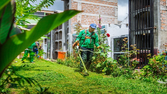 MUNICIPALIDAD DISTRITAL DE SAN JERÓNIMO REALIZA, REFORESTACIÓN, MANTENIMIENTO Y EL CORTE DEL CÉSPED EN EL INTERIOR DEL CEMENTERIO GENERAL.