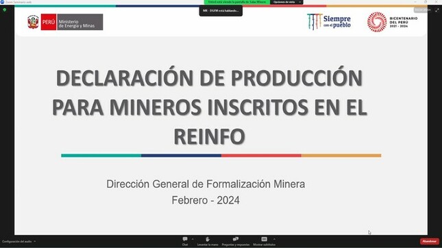 Capacitación de Declaración de Producción Semestral a Mineros