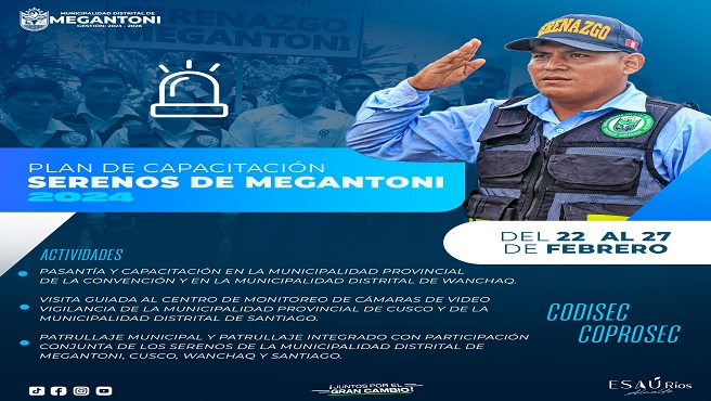 Plan de capacitación a serenos de Megantoni 2024