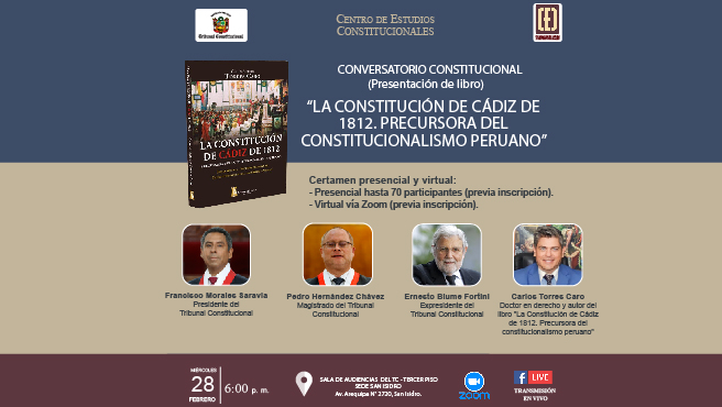 Conversatorio "La Constitución de Cádiz de 1812. Precursora del constitucionalismo peruano" se realizará el 28 de febrero