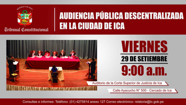 Pleno del TC sesionará en Ica en su IV audiencia pública descentralizada
