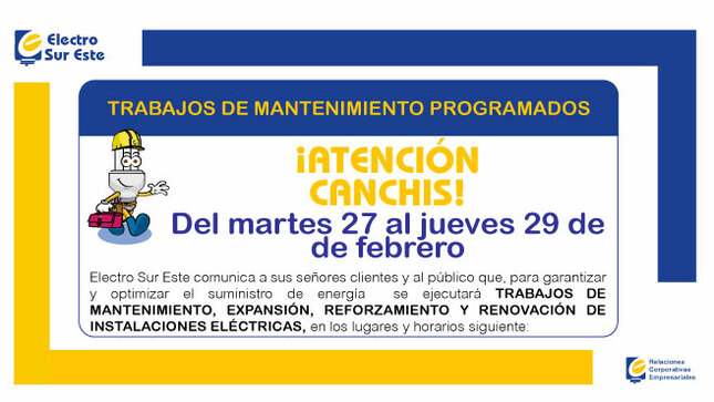 ¡ATENCIÓN CANCHIS! CORTE PROGRAMADO
