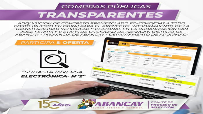 ¡Compras Públicas Transparentes! Calendario De Procedimiento De Selección De Proveedores – Subasta Inversa Electrónica N°2.