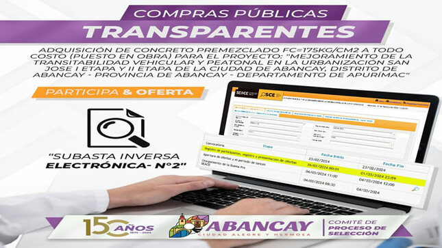¡Compras Públicas Transparentes! Calendario De Procedimiento De Selección De Proveedores – Subasta Inversa Electrónica N°2.