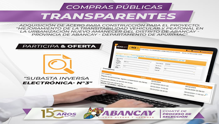 ¡Compras Públicas Transparentes! Calendario De Procedimiento De Selección De Proveedores – Subasta Inversa Electrónica N°3.