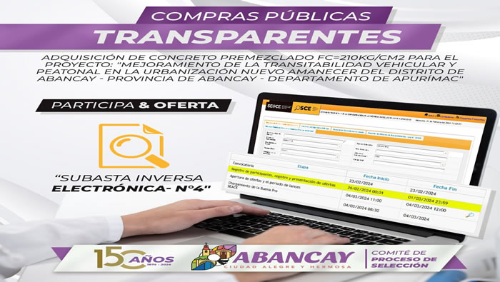 ¡Compras Públicas Transparentes! Calendario De Procedimiento De Selección De Proveedores – Subasta Inversa Electrónica N°4.