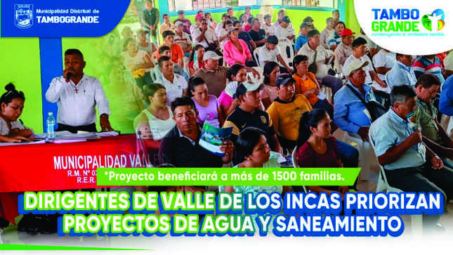 #ParticipaciónCiudadana
*Proyecto beneficiará a más de 1500 familias.
DIRIGENTES DE VALLE DE LOS INCAS PRIORIZAN PROYECTOS DE AGUA Y SANEAMIENTO
Con la participación de 34 agentes participantes acreditados en representación de los caseríos de la zona de Valle de los Incas y con la participación del regidor Raúl Pulache, el alcalde de la municipalidad delega Sr. Isaul Pulache Viera y el equipo técnico de la Municipalidad de Tambogrande, se realizó el noveno taller descentralizado de Presupuesto Participativo 2025.
Cabe indicar que en dicho taller los agentes participantes de manera democrática priorizaron el presupuesto para la culminación de 6 expedientes técnicos para los proyectos de Creación del Servicio de Agua Potable y Saneamiento Rural con códigos únicos de Inversión: 2543521, 2543612,2313002,2361256,2274600,2599545, los mismos que beneficiará a más de 1500 familias.
Para leer la nota completa en el siguiente link
http://www.munitambogrande.gob.pe/pagina.php?post=3243
#ConstruyendoelVerdaderoCambio
#GestiónMeléndez
